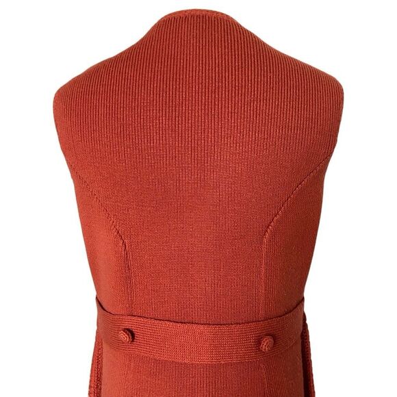 Vintage 70s Ms. Today Suede Leather Crochet Button Front Dress Rust Size M/14 - Picture 4 of 9